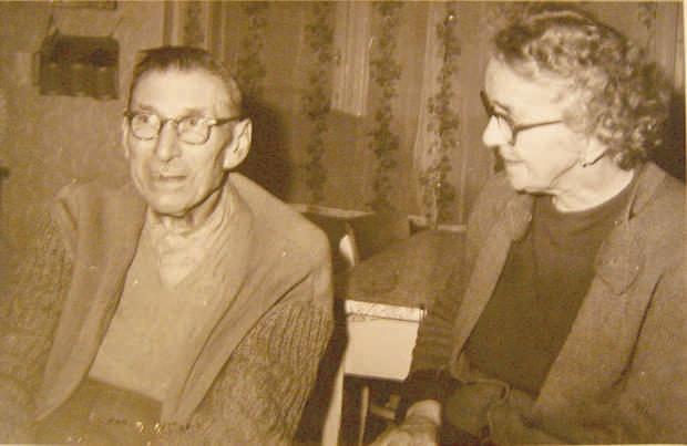 Obchodník s textilem Jaroslav Rajlich a jeho žena Růžena roz. Němečková v Sedlčanech (60. léta 20. stol.) 