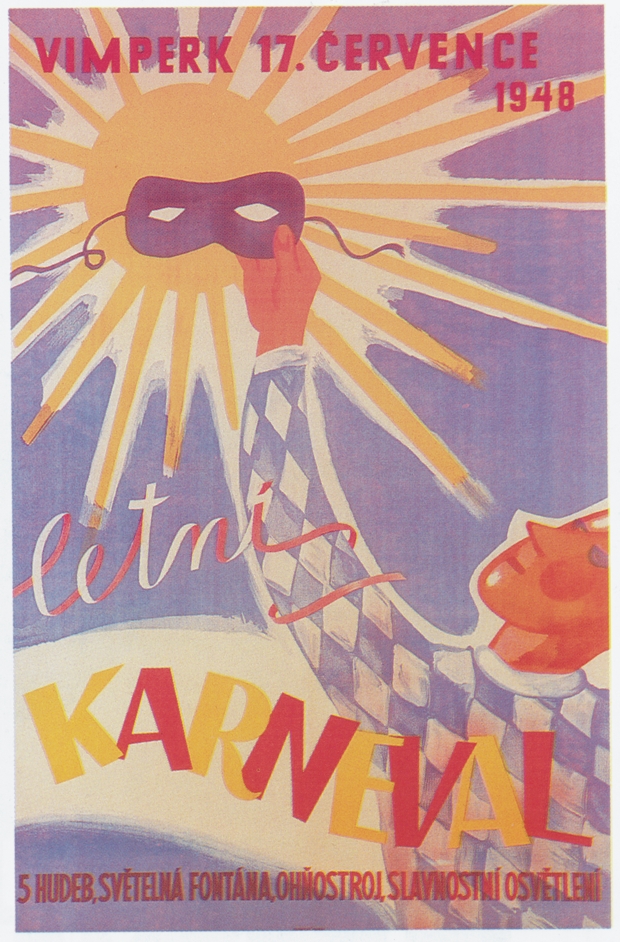 Jan Rajlich st.: Karneval, plakát, Vimperk 1948